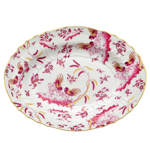 Ginori Oro Di Doccia Magenta Oval Platter - 15"